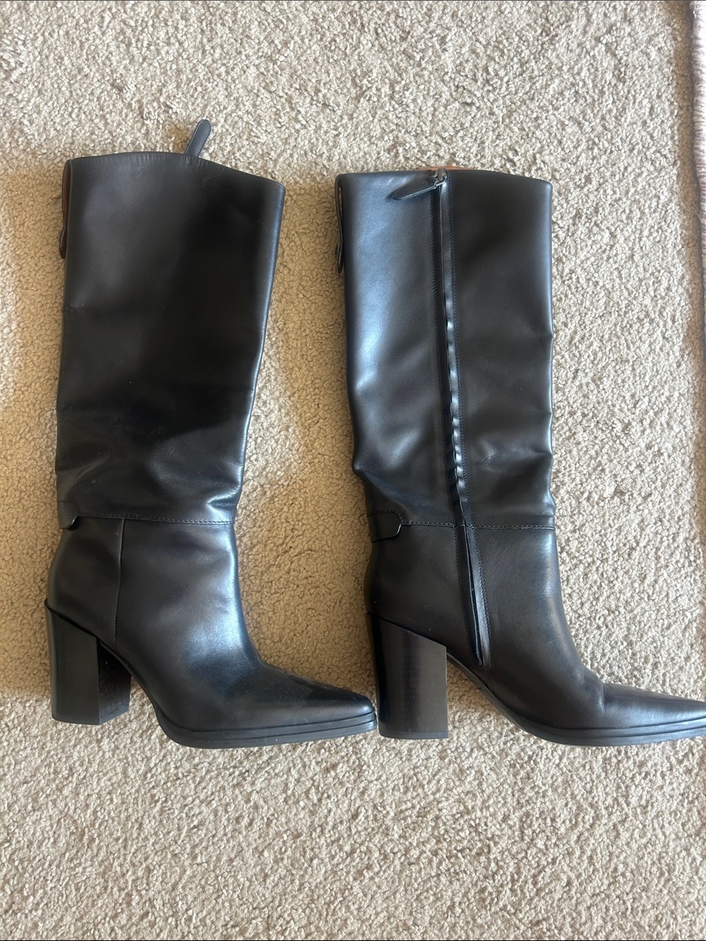 Classic Black knee high Block Heel Boots - Women's
